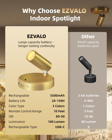 EZVALO compact wireless art light suitable for plants, paintings, portraits