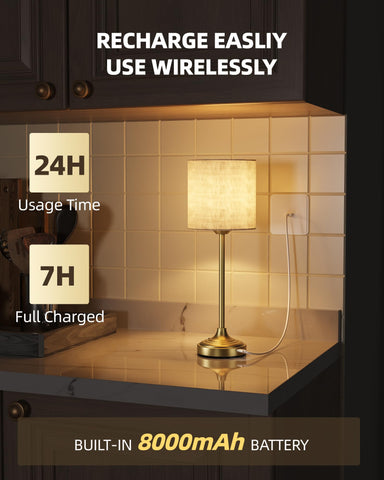 EZVALO cordless table lamp with touch control for adjustable brightness.