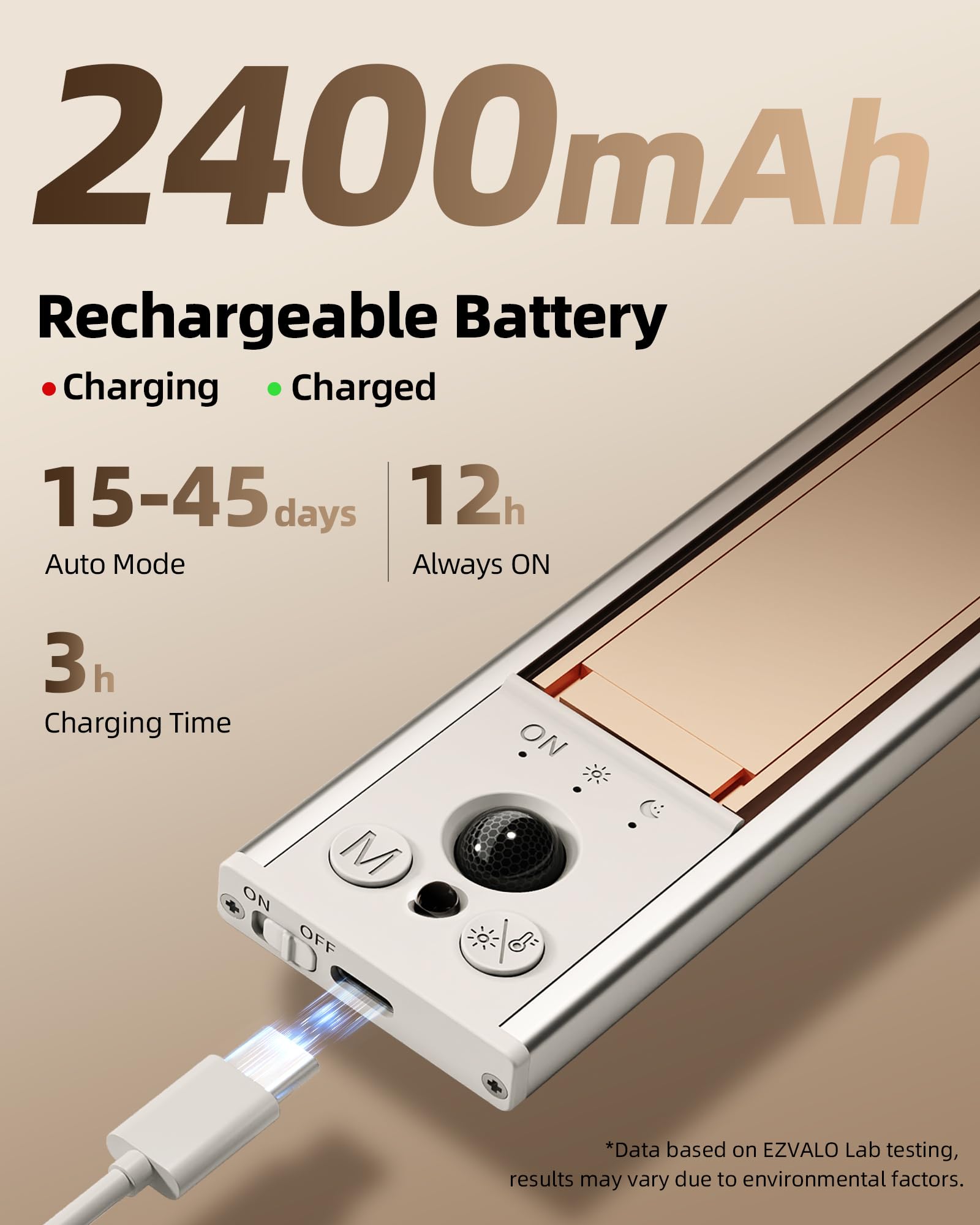 EZVALO dimmable light with 3 color temps for versatile ambience.
