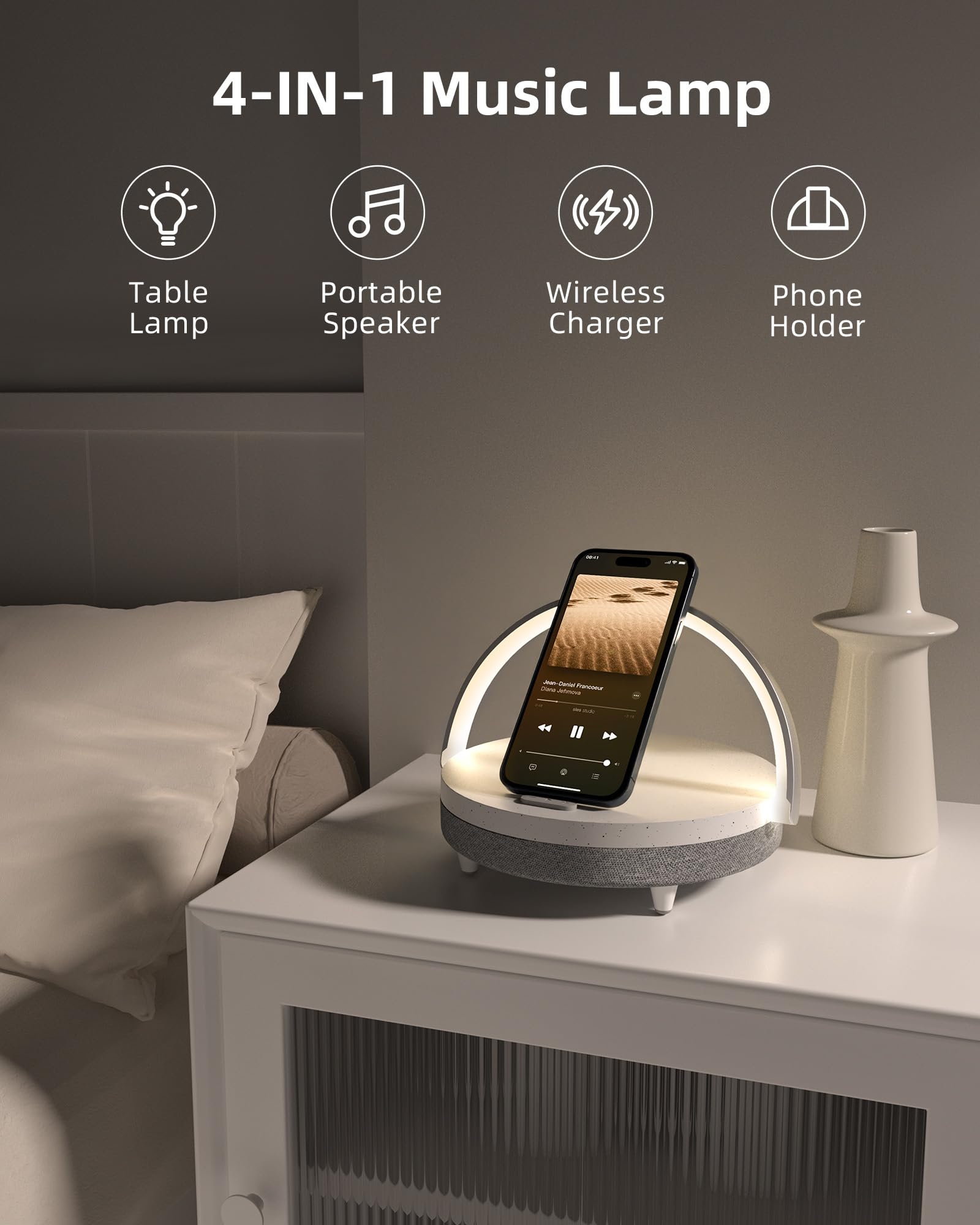 EZVALO dimmable night light with four brightness levels for bedtime reading.