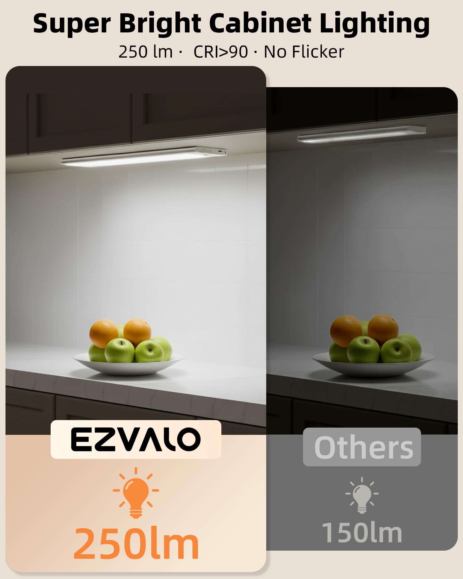 EZVALO dimmable under cabinet light with adjustable brightness for precise tasks