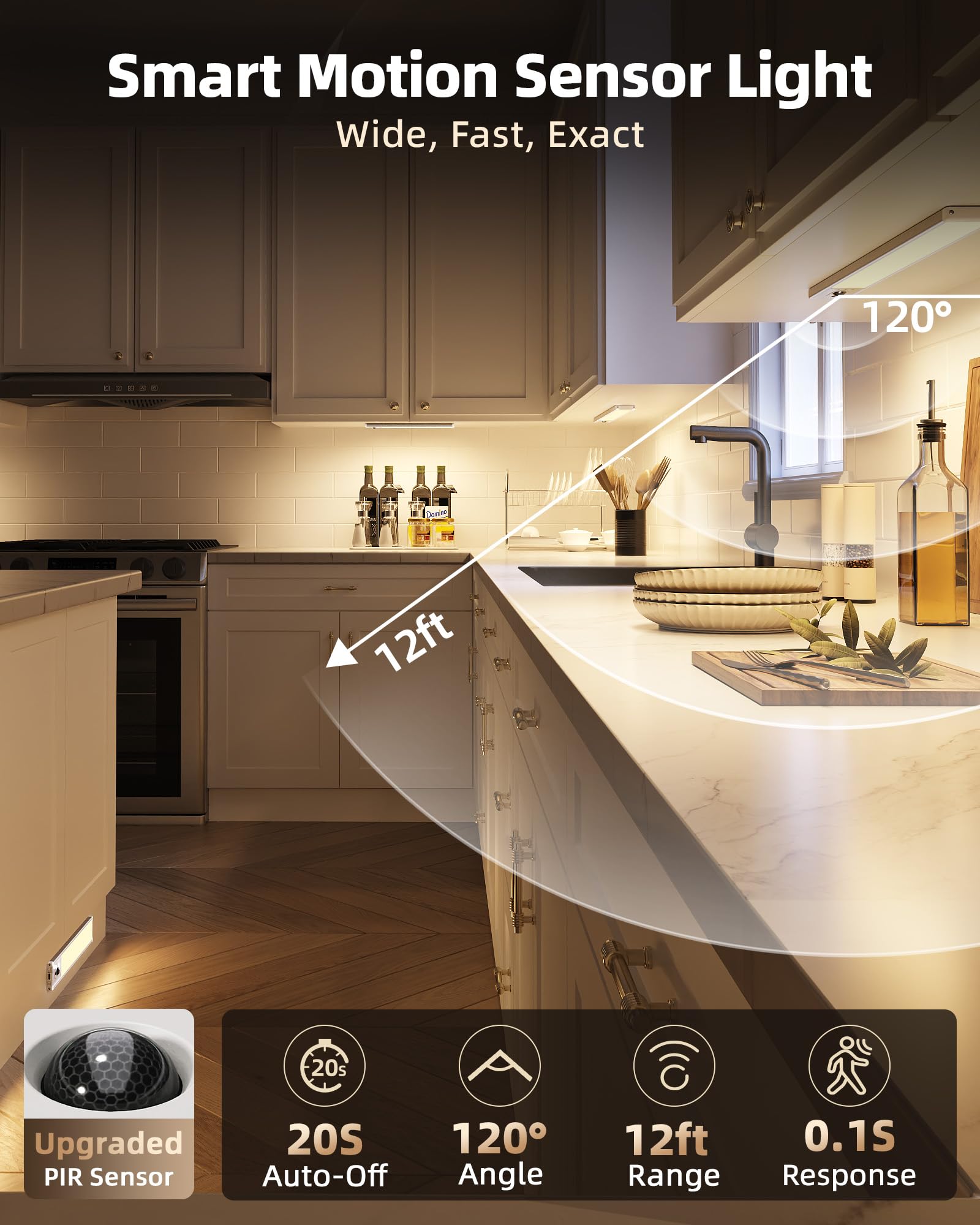 EZVALO 3500K dimmable LED light for closets and countertops.