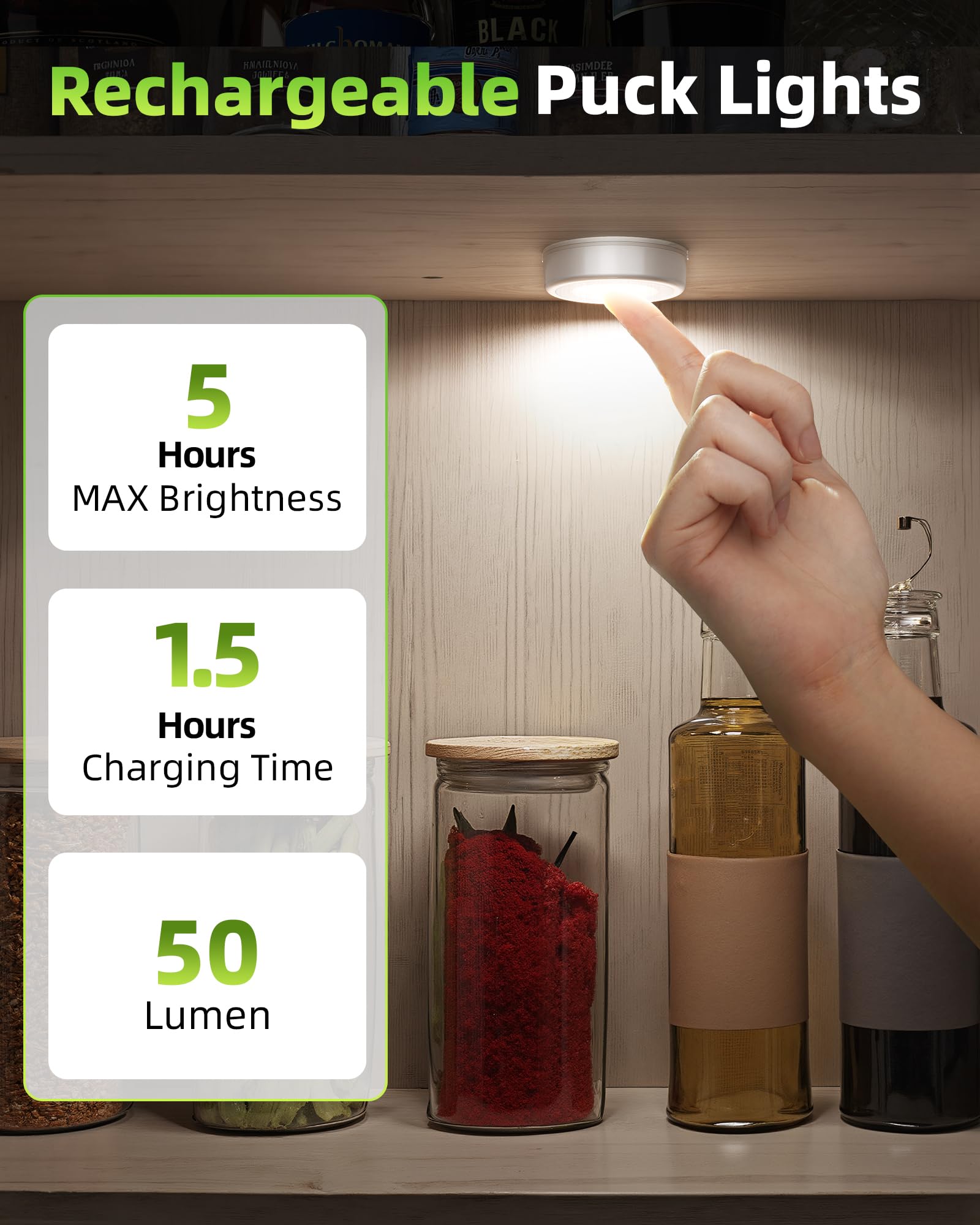 EZVALO closet-use puck light lighting a wardrobe interior