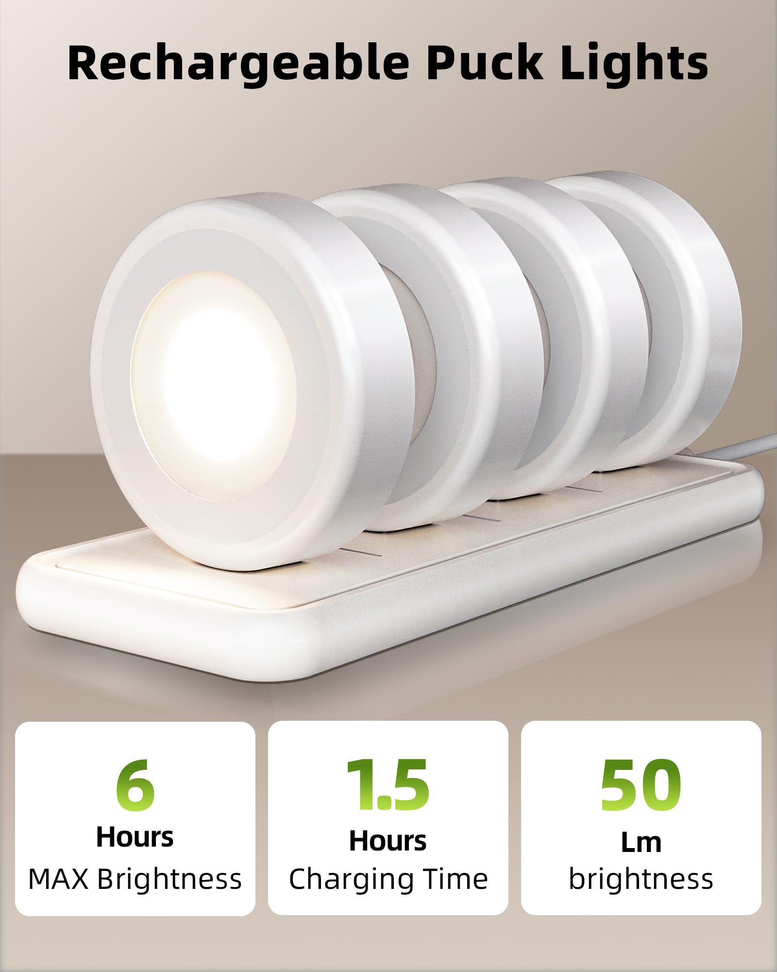 EZVALO dimmable puck light showing brightness adjustment