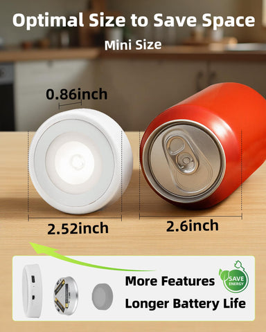 EZVALO 2.5-inch puck light mounted on a shelf for compact lighting