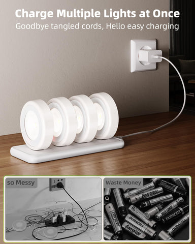 EZVALO puck light under cabinet brightening a dark kitchen corner