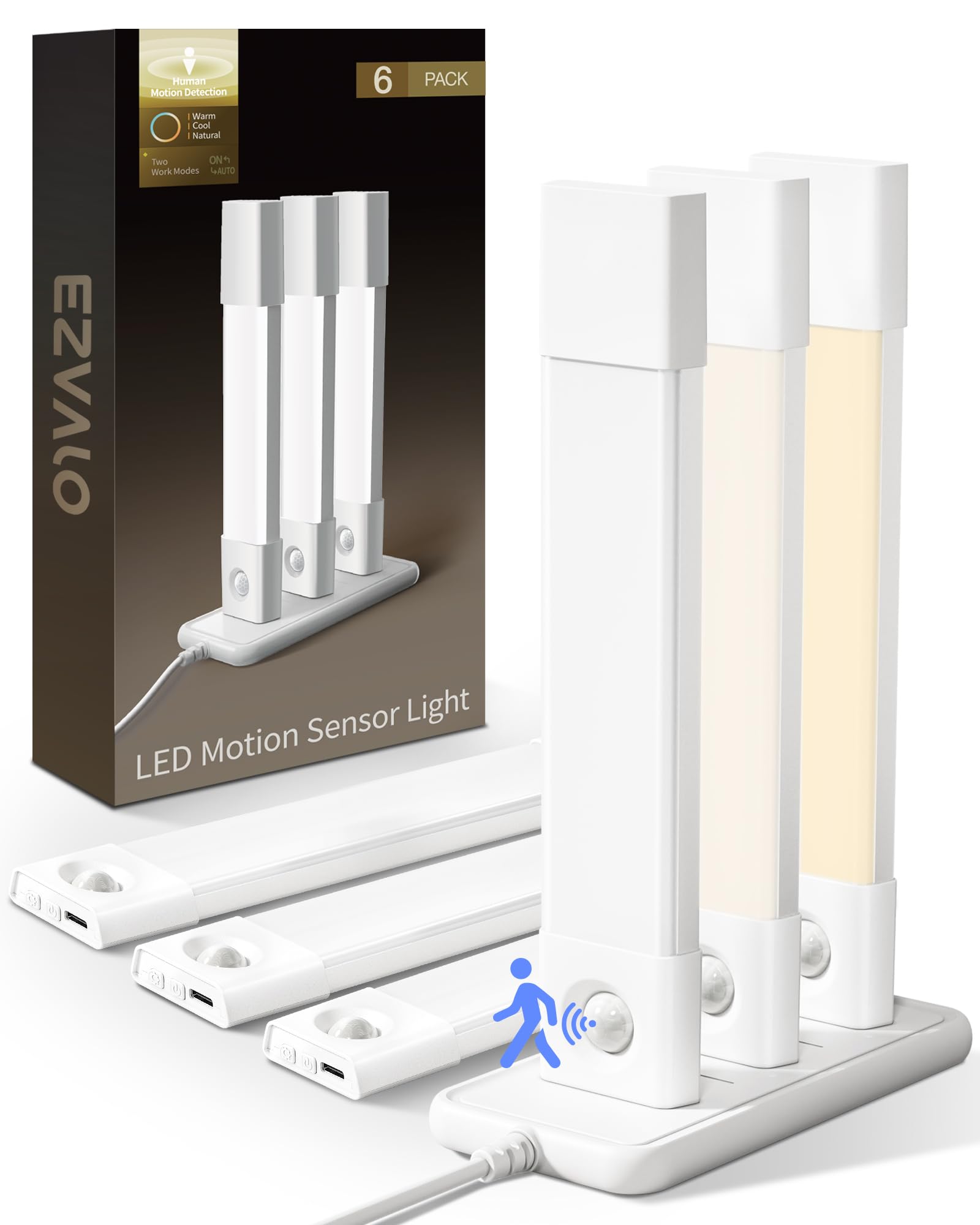 EZVALO LED under-cabinet light with wireless dock brightening a kitchen counter