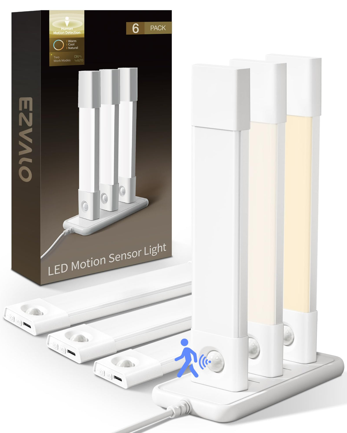 EZVALO LED under-cabinet light with wireless dock brightening a kitchen counter