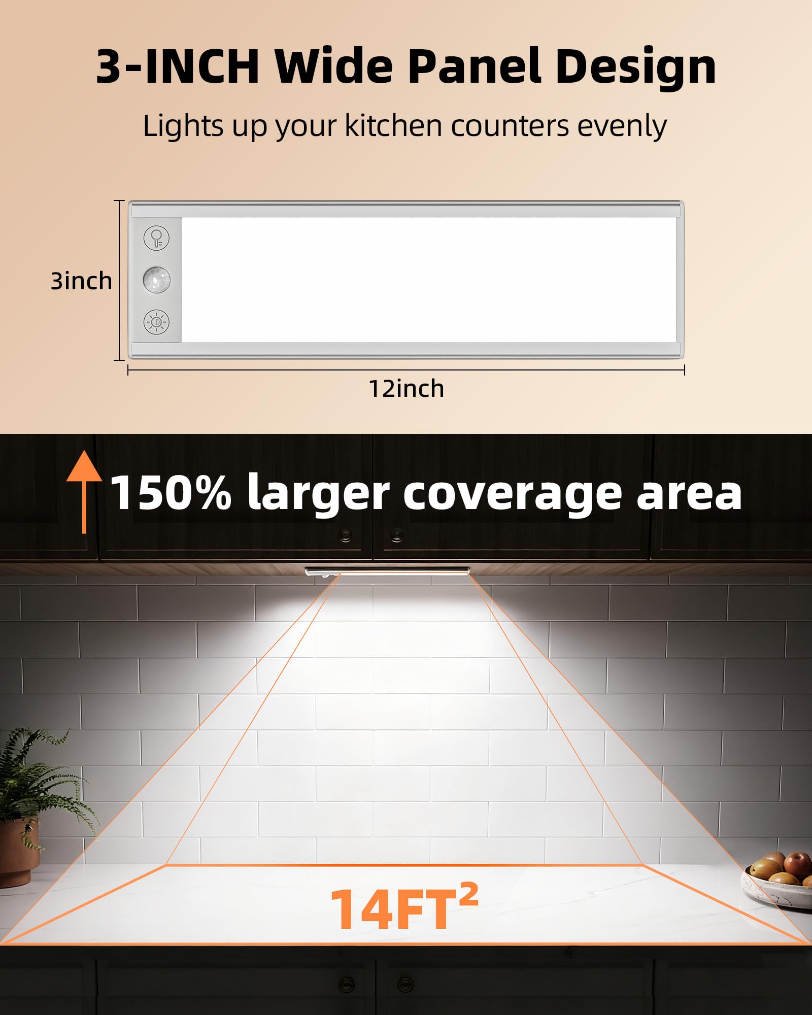 EZVALO motion-sensor cabinet light activates with movement for hands-free visibility