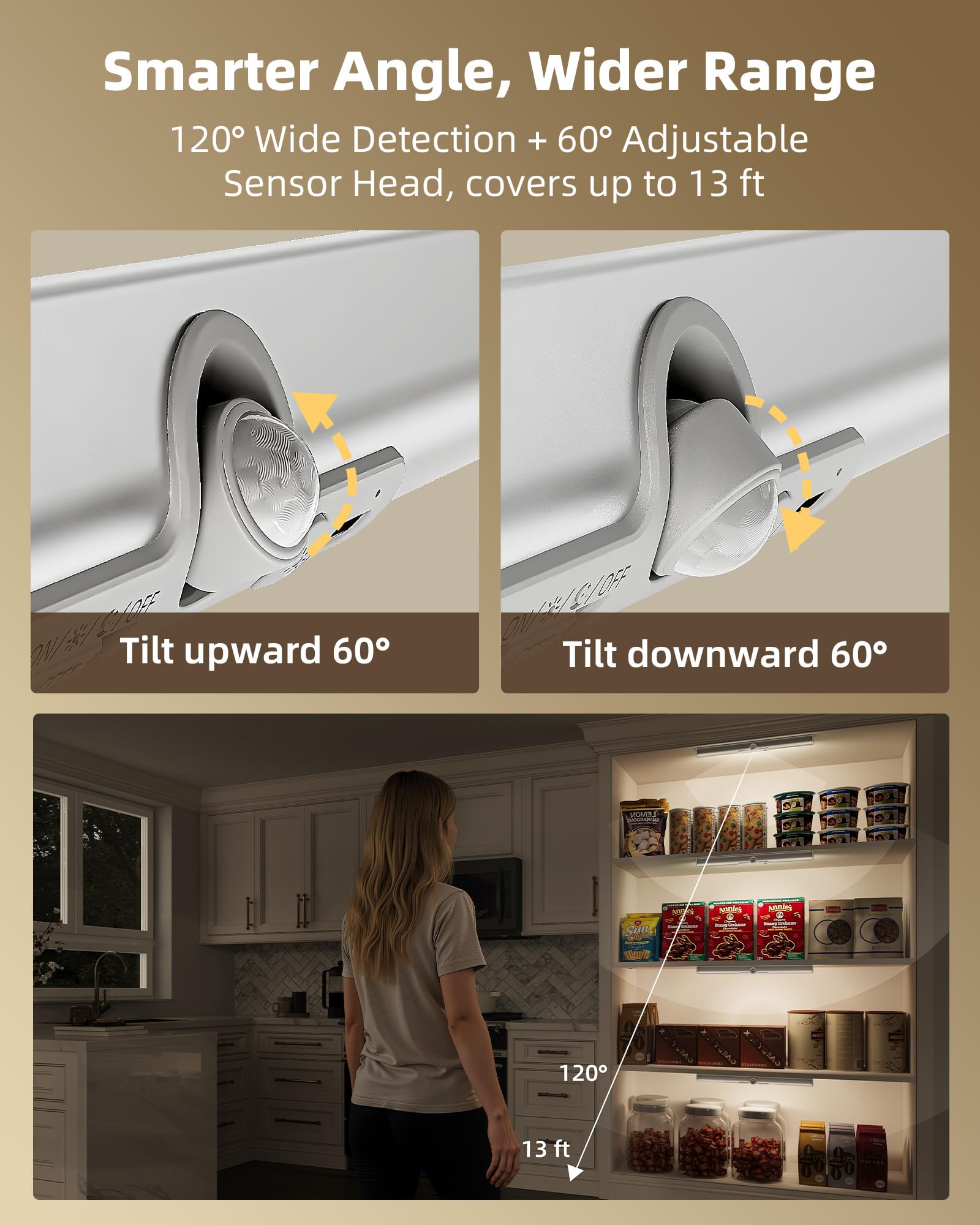 EZVALO motion sensor closet light detects motion up to 13 ft for easy access.