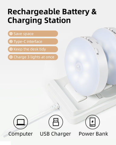 EZVALO motion-sensor puck light detects movement along closet shelves.
