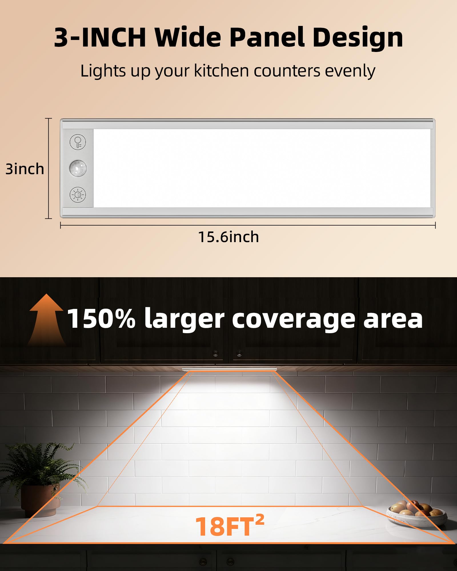 EZVALO motion-sensor under cabinet light activates on approach for convenient illumination