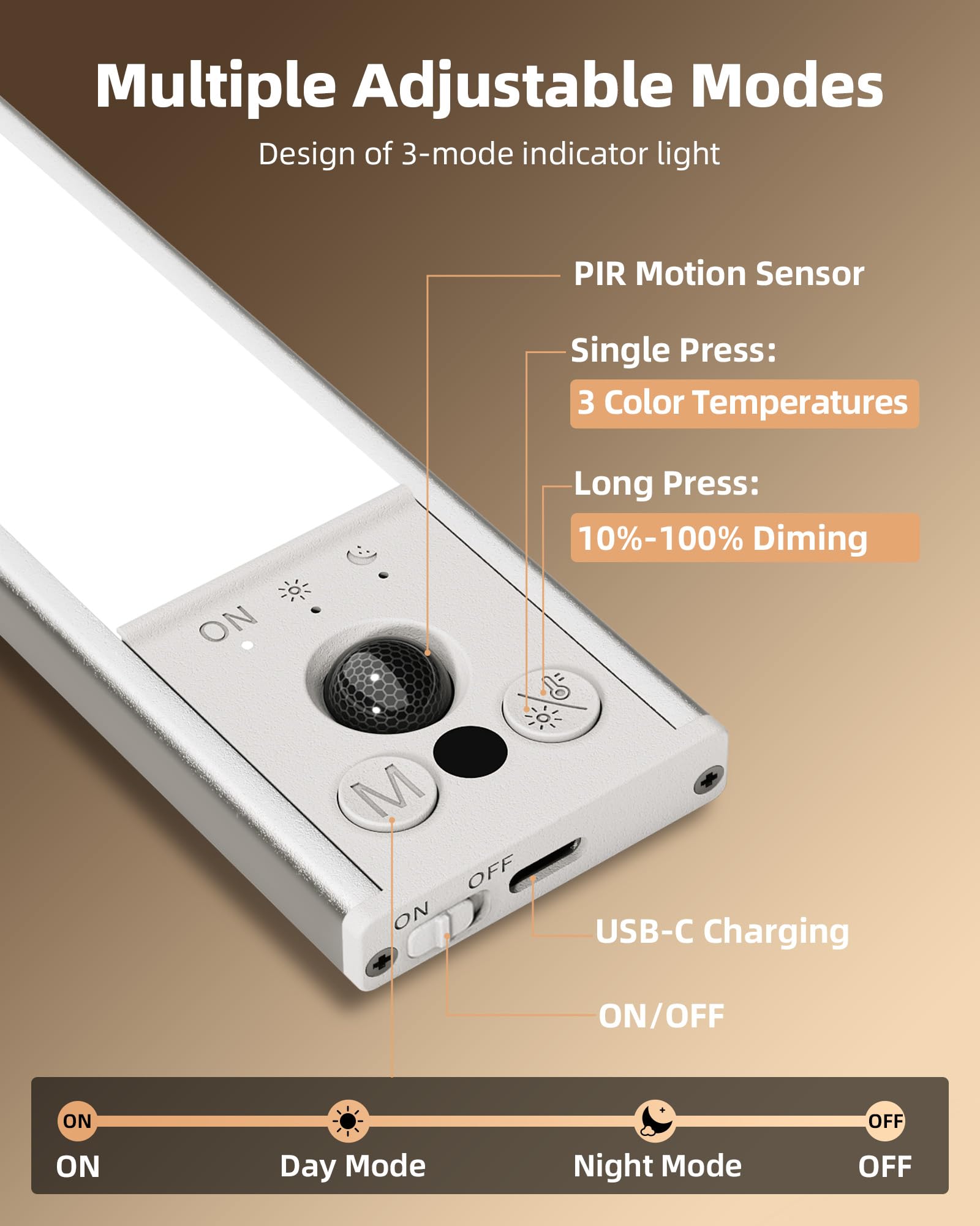 EZVALO night-mode light activates in low light for late use