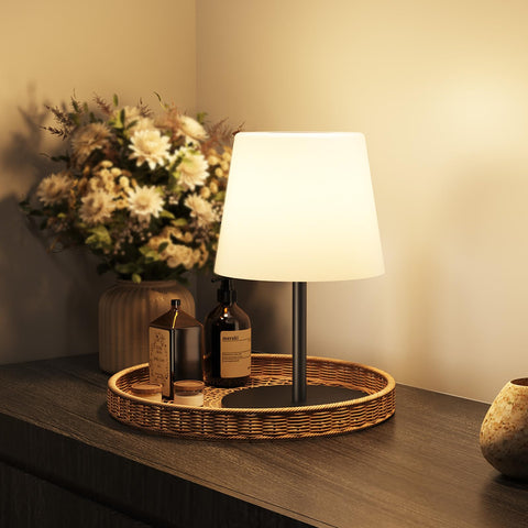 EZVALO outdoor cordless table lamp, full-assembly view for versatile indoor/outdoor use.