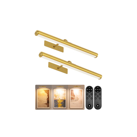 EZVALO 16'' picture lights in gold over artwork providing even coverage