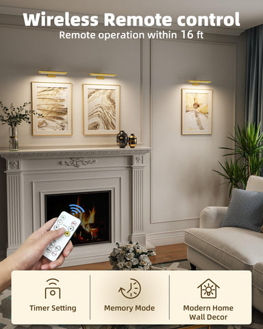 EZVALO remote-control gold picture light for convenient distant adjustment of mood lighting