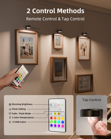 EZVALO picture light with timer settings for energy saving.