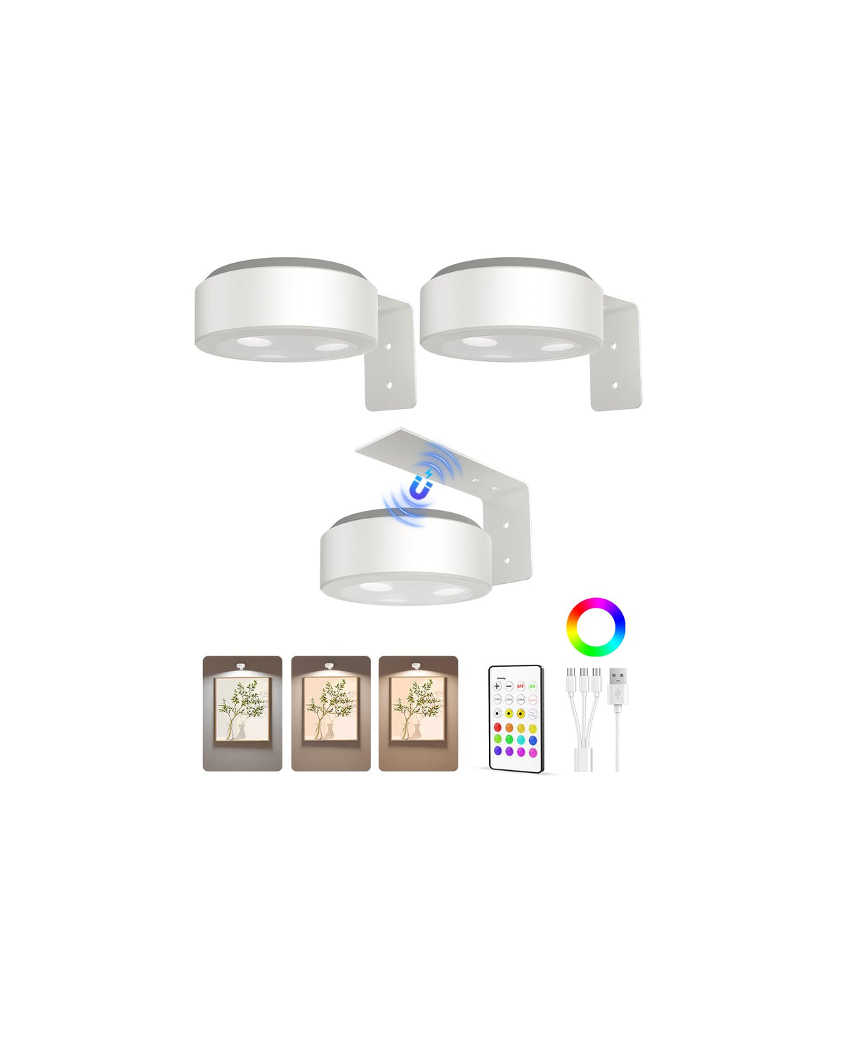 EZVALO picture light on wall powered by battery for convenient art illumination