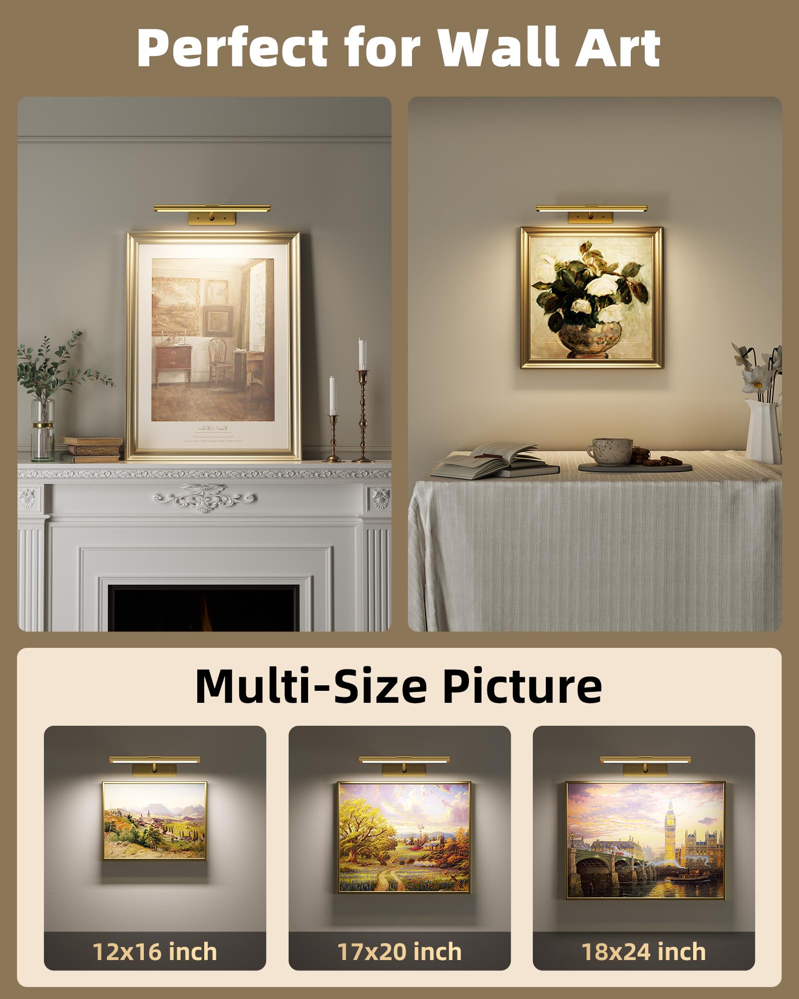 EZVALO picture light wall gold 2-pack easy installation hardware included.