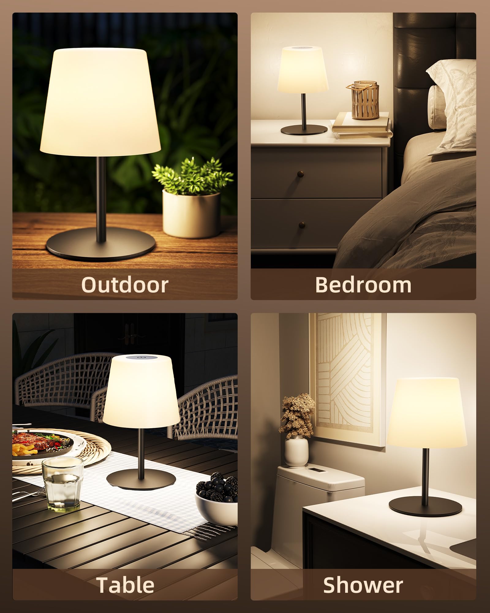 EZVALO portable shower lamp suitable for bathroom and patio.