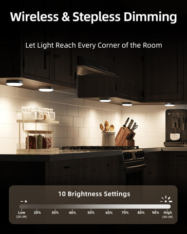 EZVALO puck light displaying 3000K, 4200K, and 6500K white temps