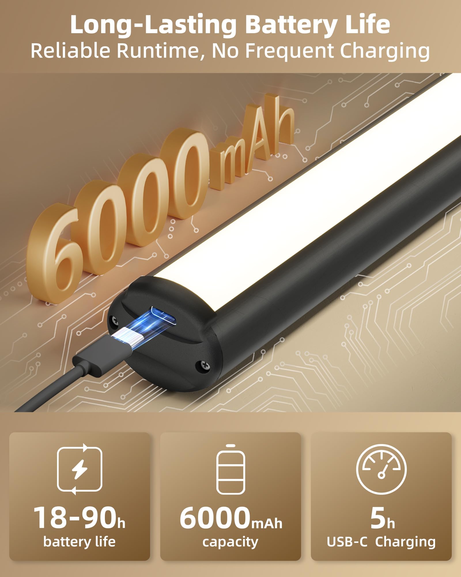 EZVALO rechargeable picture light with 6000mAh battery for extended use