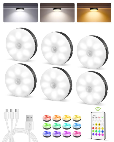 EZVALO rechargeable puck light with remote for easy color control.