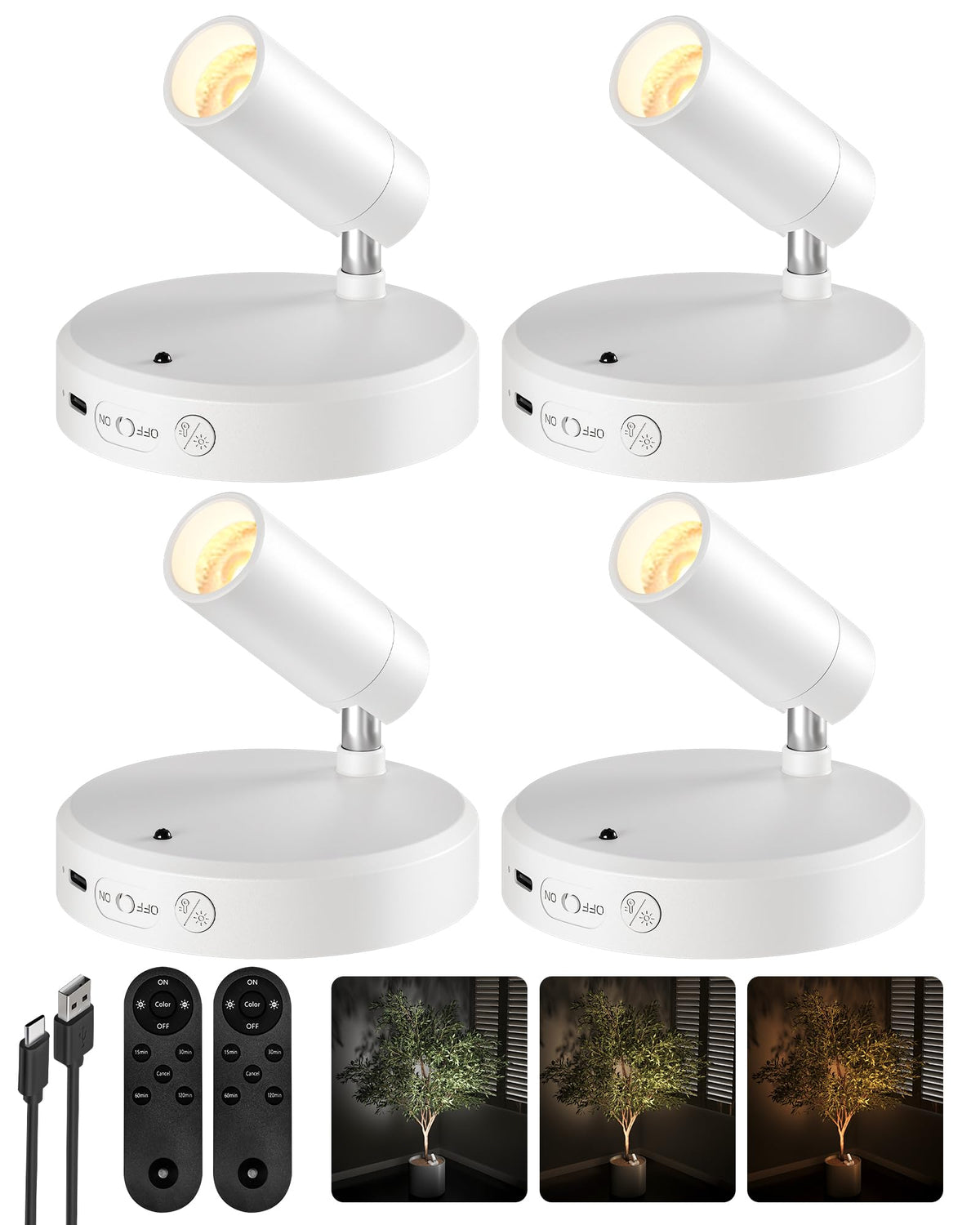 EZVALO indoor rechargeable spotlight illuminating a lush plant display.