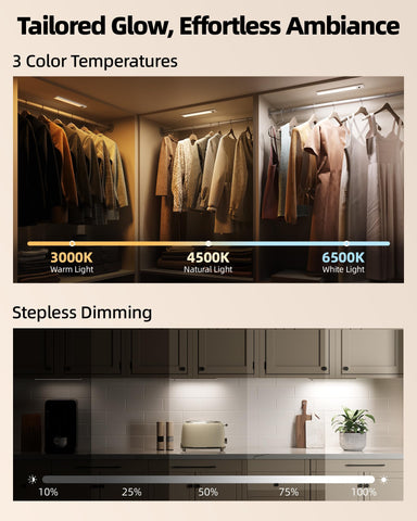 EZVALO stepless dimming from 10% to 100% for mood or focus.