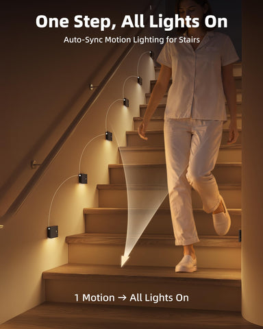 EZVALO sync LED stair lights show coordinated lighting across multiple units
