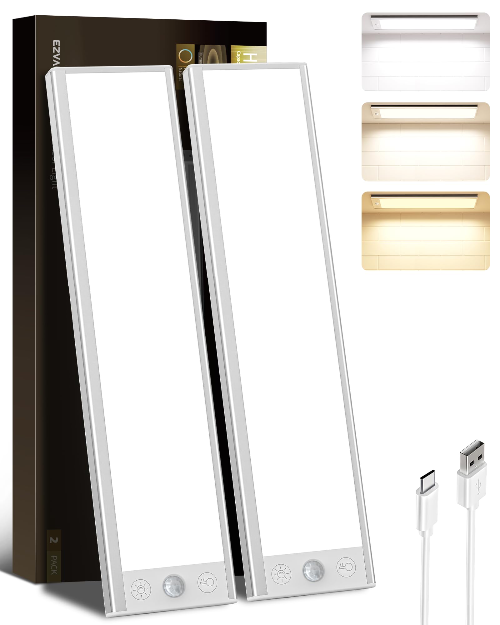 EZVALO under-cabinet light with 250lm ambient panel for bright task lighting