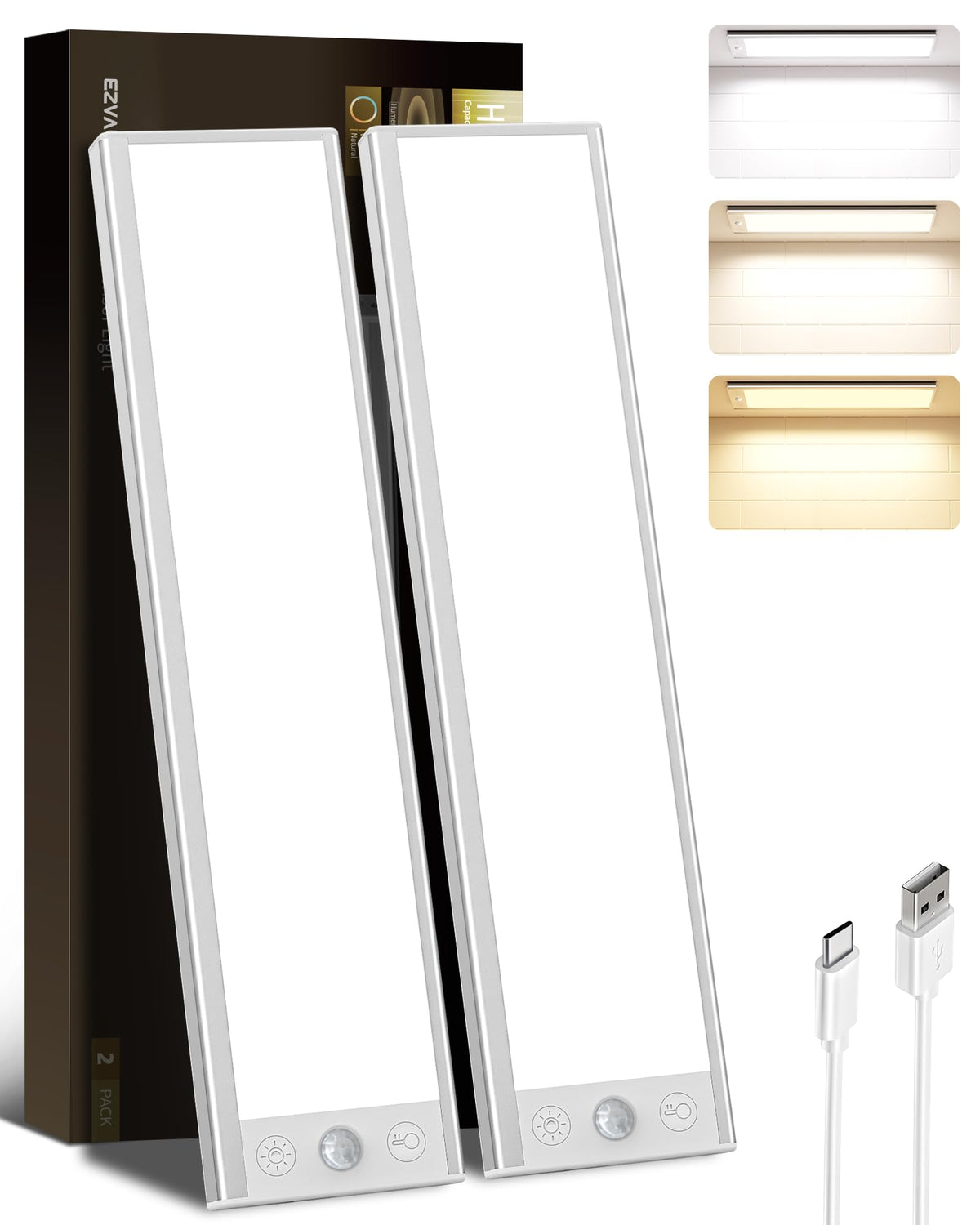 EZVALO under-cabinet light with 250lm ambient panel for bright task lighting