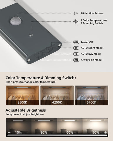 EZVALO dimmable under cabinet light offers warm, natural, and daylight temps for any task.