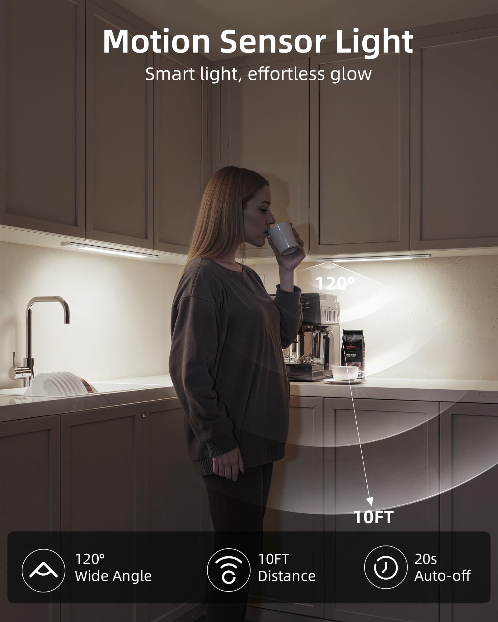 EZVALO under-cabinet light with magnetic mounting on metal surface