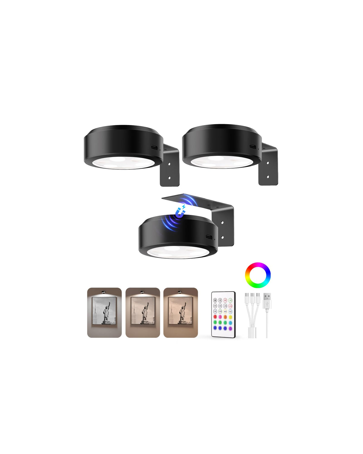 EZVALO wall-mounted picture light highlights artwork with a slim profile.