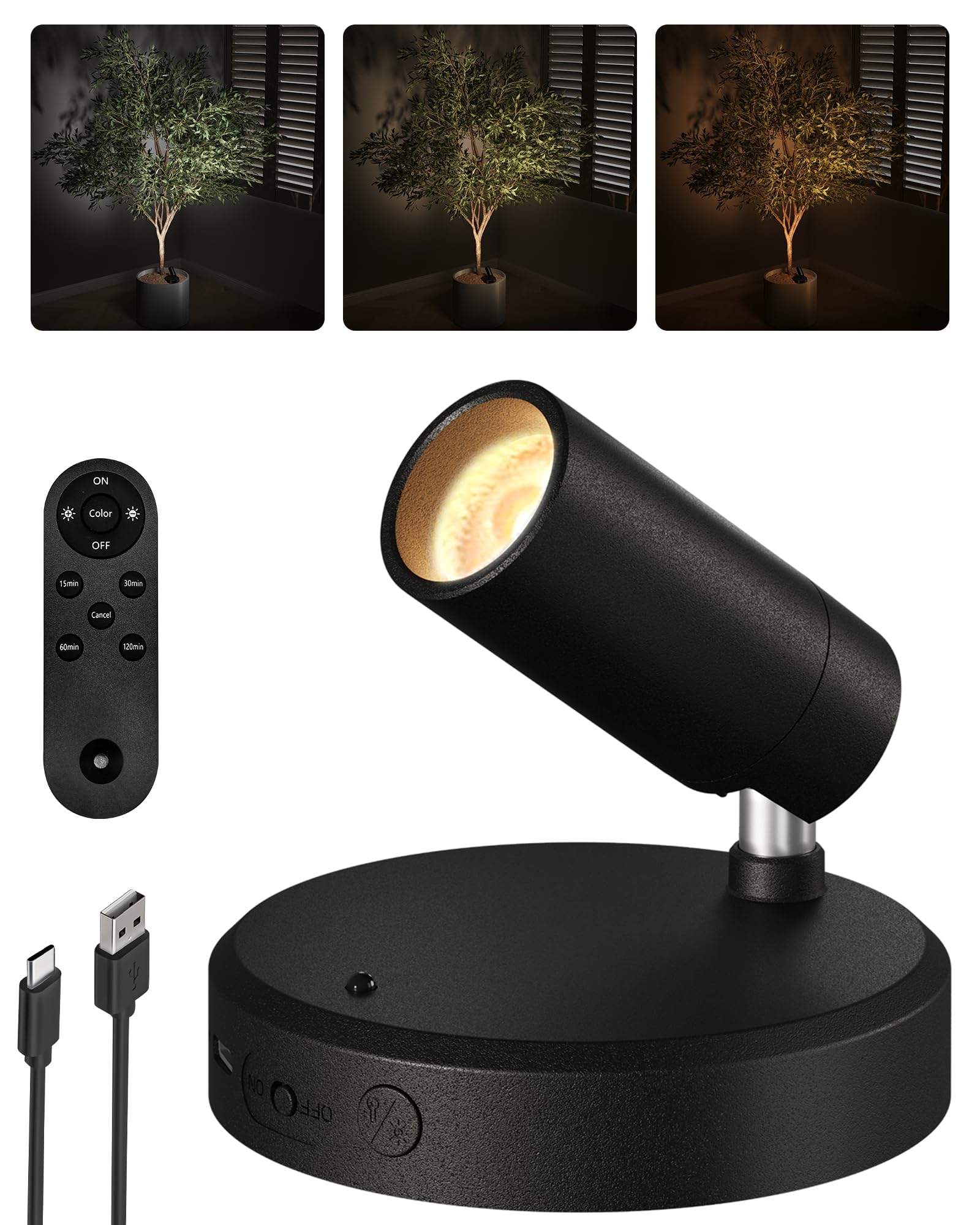 EZVALO wireless spotlight front view, compact indoor design ideal for versatile accents.