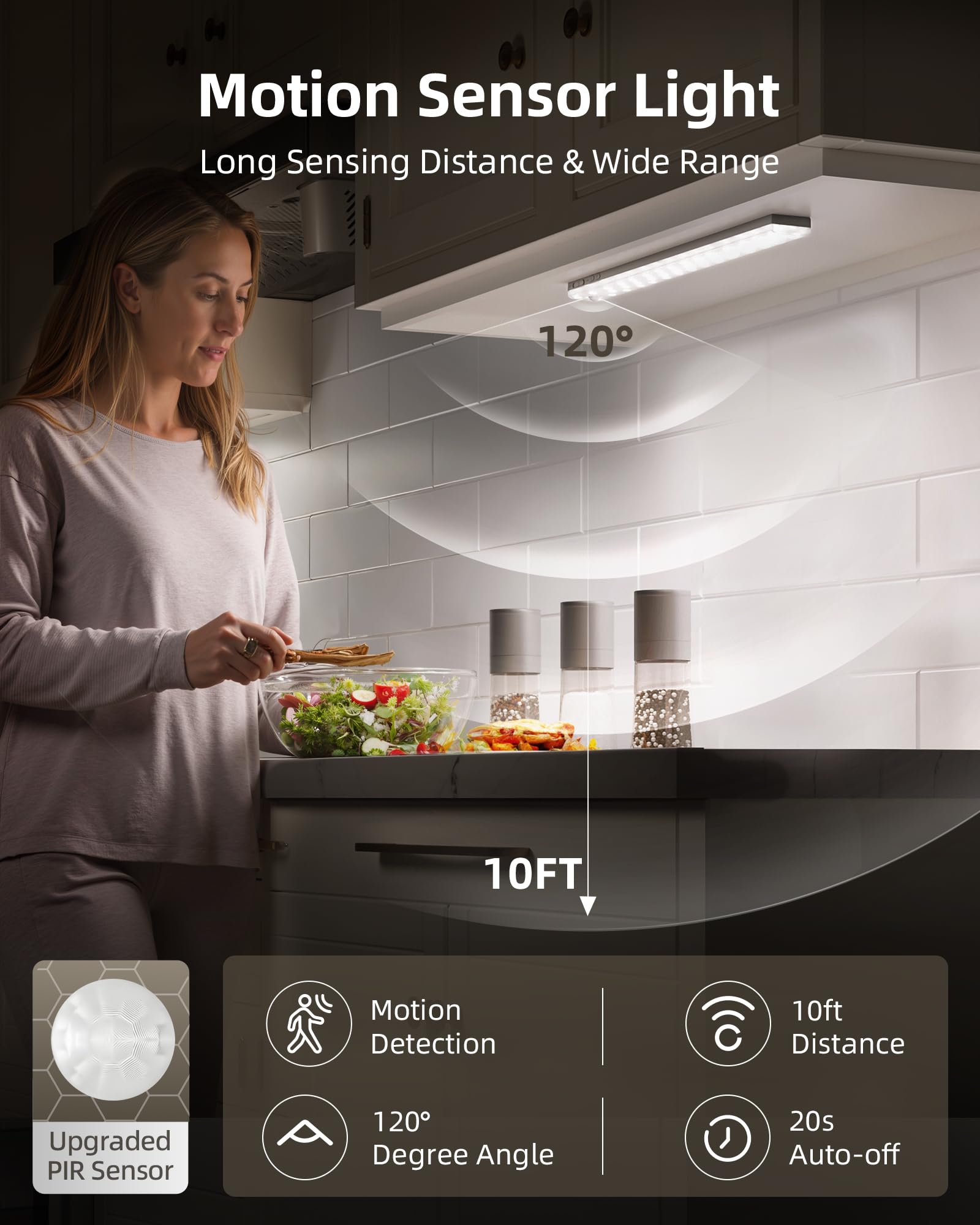 EZVALO wireless motion sensor lights turning on automatically when movement is detected
