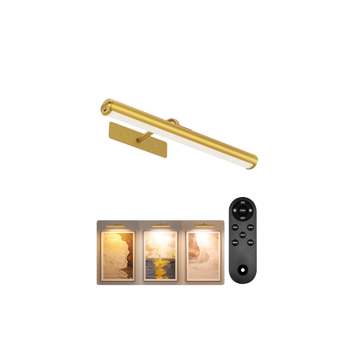 EZVALO wireless picture light highlights artwork with warm, even glow