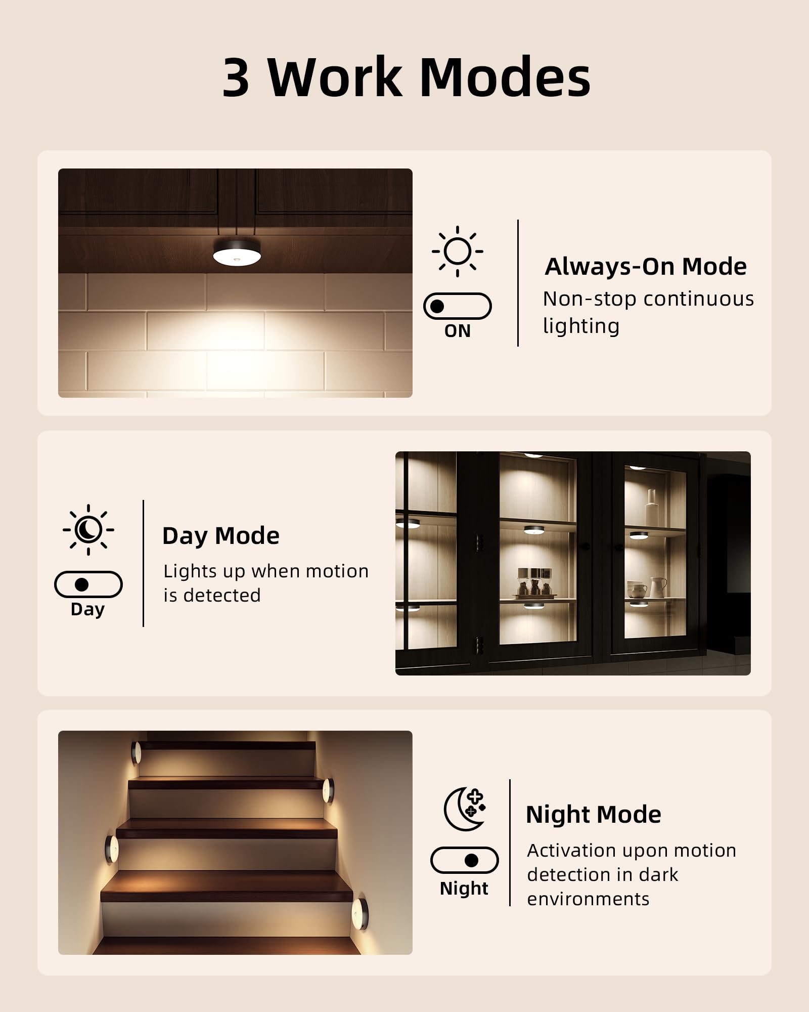 EZVALO wireless shelf light supports clutter-free, flexible placement.
