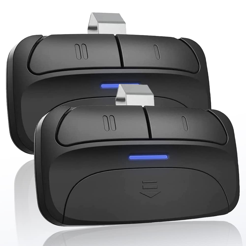Ezyopenteck universal remote close-up with two-button design for dual-door control.