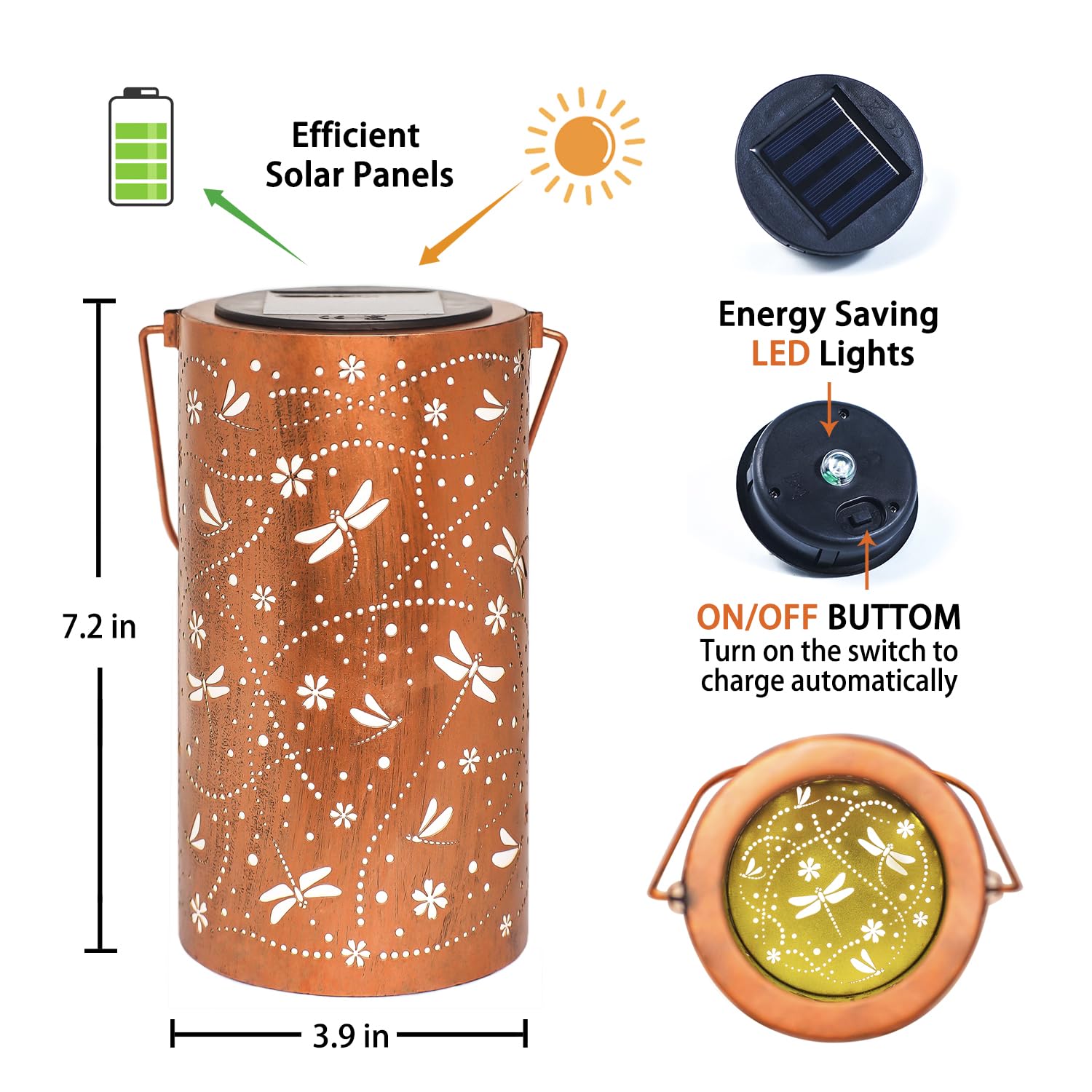 EZTZEN Dragonfly solar lantern tabletop display with subtle glow