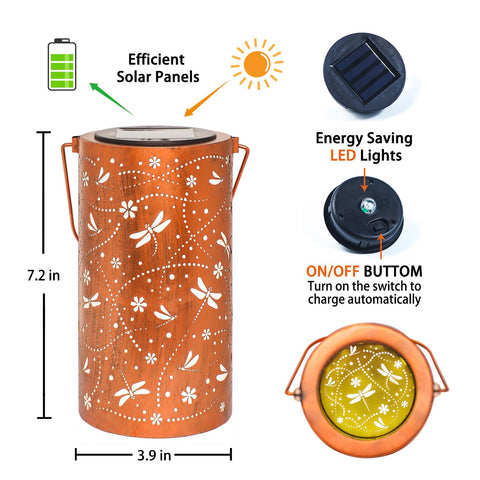 EZTZEN Dragonfly solar lantern tabletop display with subtle glow