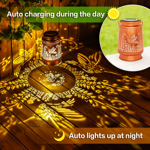 EZTZEN hummingbird solar lantern waterproof IP65 withstands rain and snow.