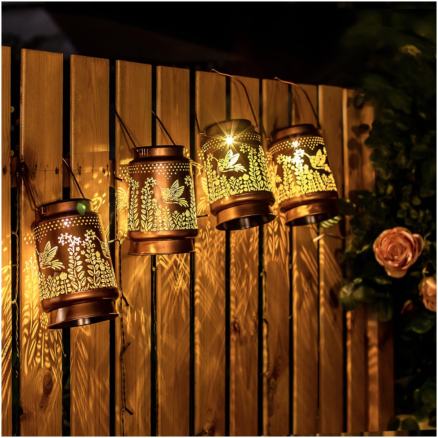 EZTZEN hummingbird solar lantern powered by sunlight with automatic dusk-to-dawn lighting.