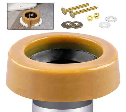 F extra thick wax ring kit with flange and bolts for secure floor outlet toilet install.