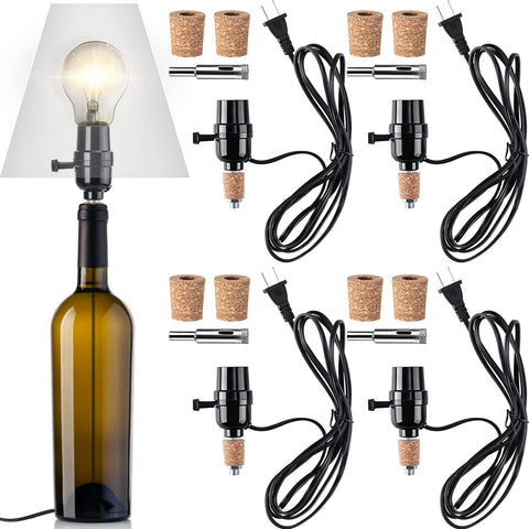 Fabbay bottle lamp kit four sets with cork stoppers and drill for DIY lighting