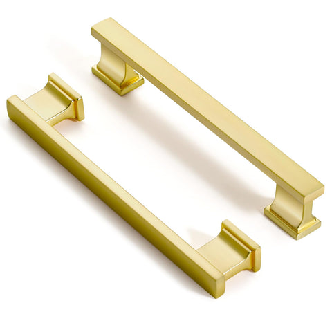 FABERHOM brushed brass cabinet handle 5in front view demonstrates durable daily-use hardware.