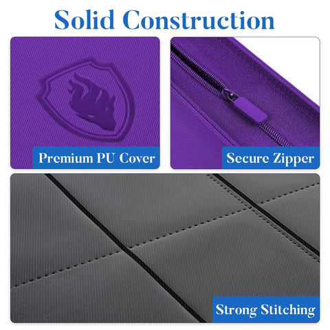Fabmaker binder interior shows 360-card layout with clear sleeves for easy visibility.