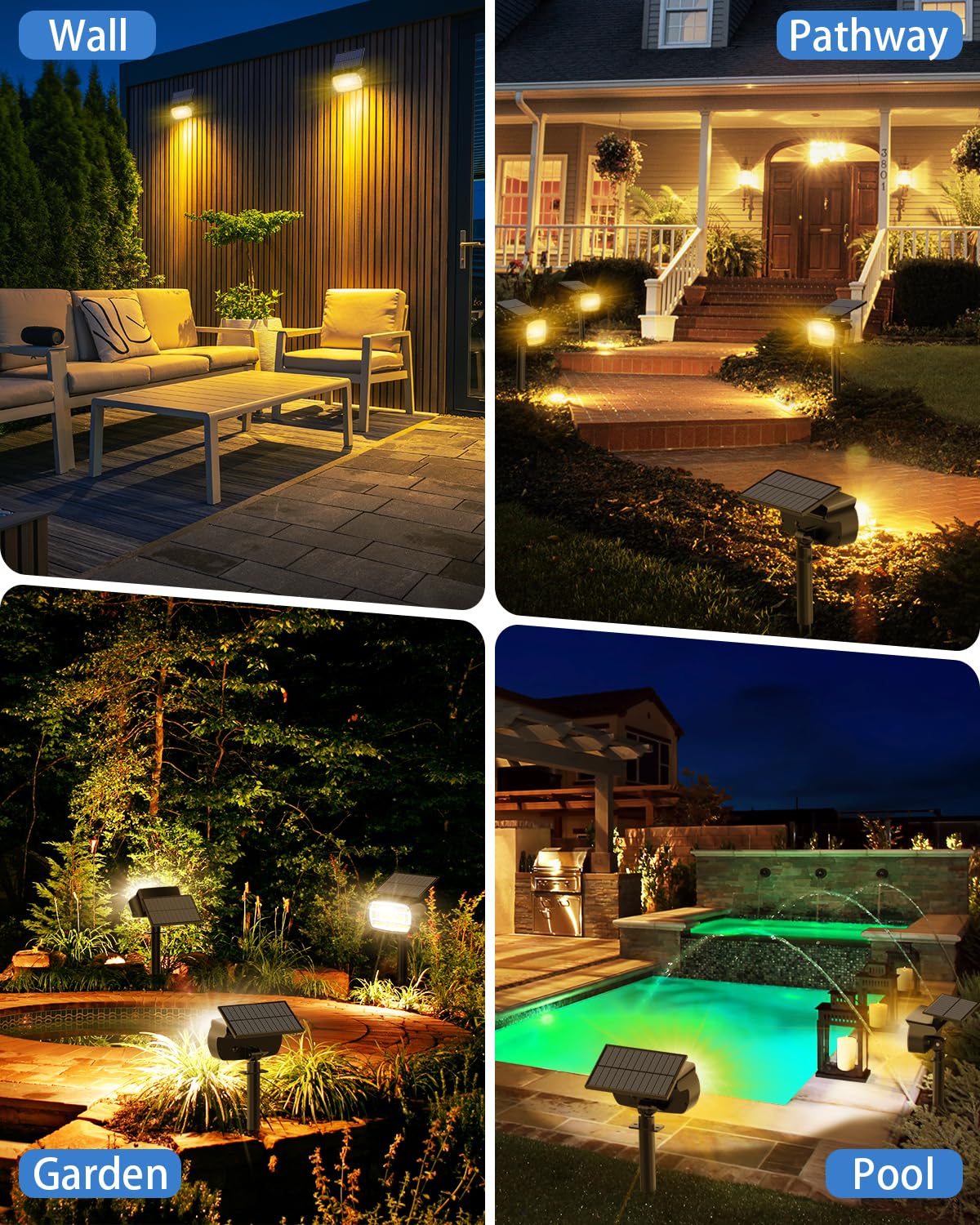 Fabrito large solar spot light 136 LEDs deliver bright, even illumination.