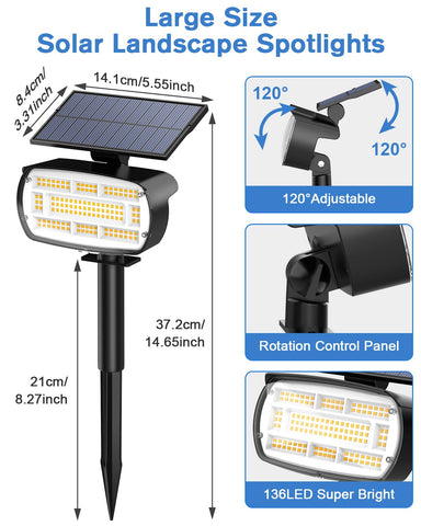 Fabrito large solar spot light 1500mAh battery powers longer sessions.